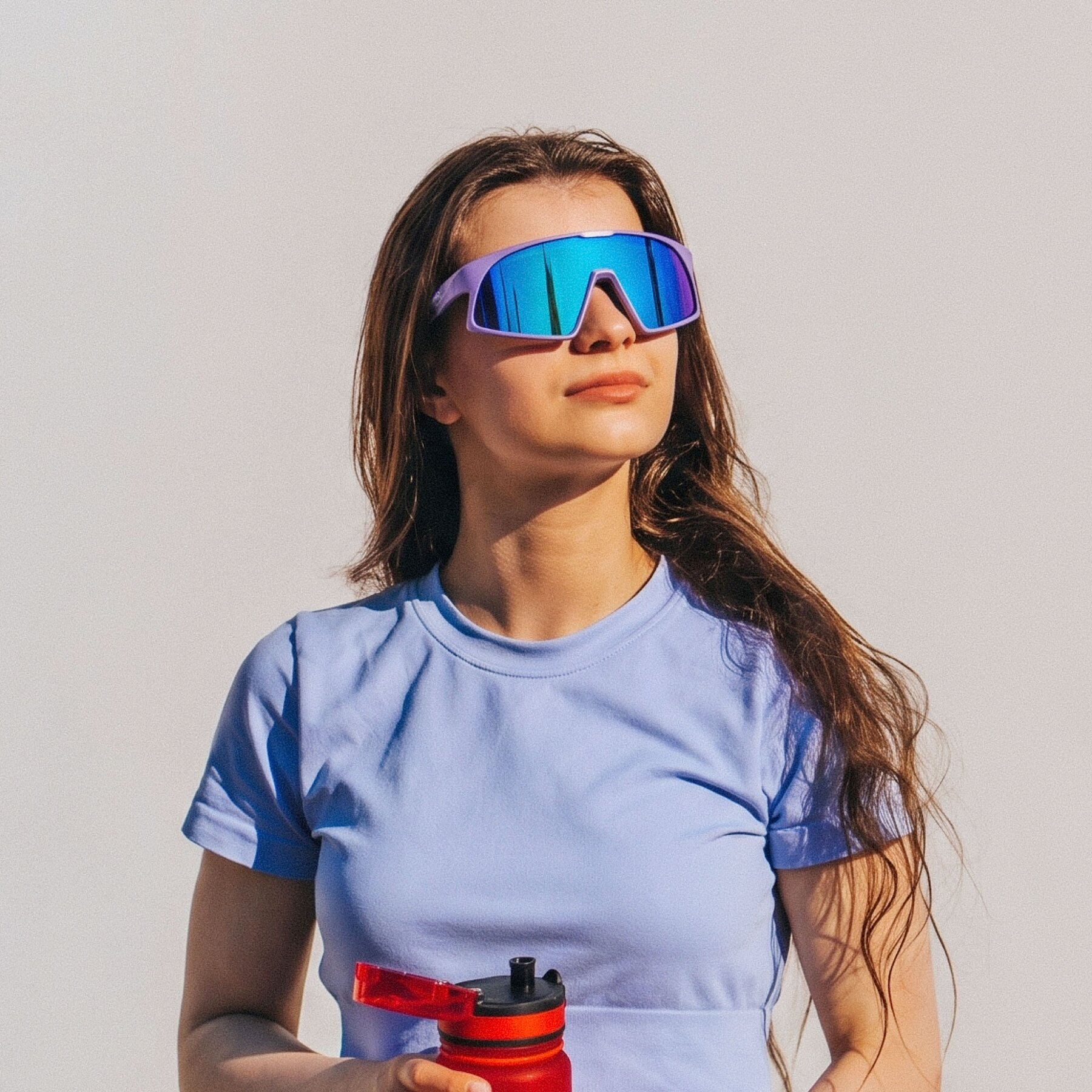 Metallic Purple Sports Sunglasses with Purple Photochromic