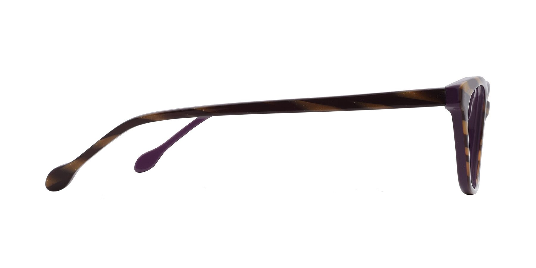 Side of SR1618 in Striped Coffee with Clear Reading Eyeglass Lenses