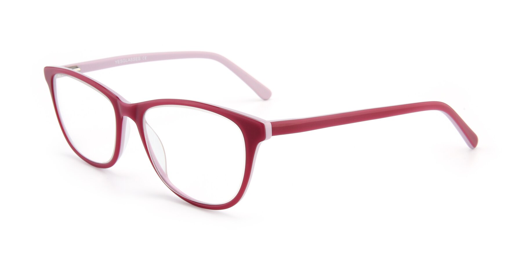 Angle of SR6026 in Pink with Clear Reading Eyeglass Lenses