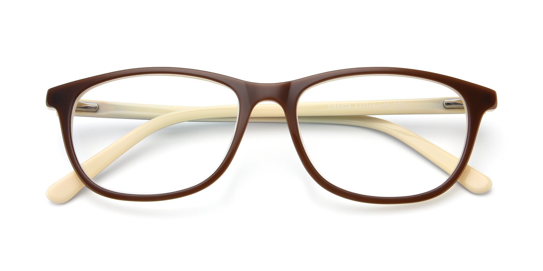 Folded Front of SR6026 in Coffee with Clear Eyeglass Lenses