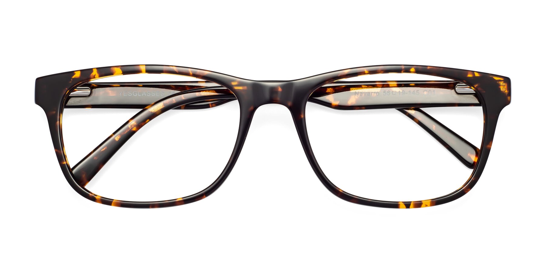 Folded Front of Navarro in Chocolate-Tortoise with Clear Eyeglass Lenses