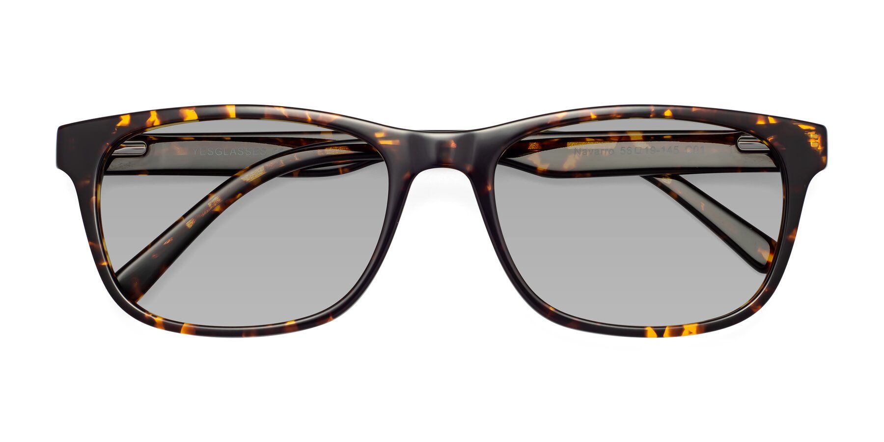 Folded Front of Navarro in Chocolate-Tortoise with Light Gray Tinted Lenses