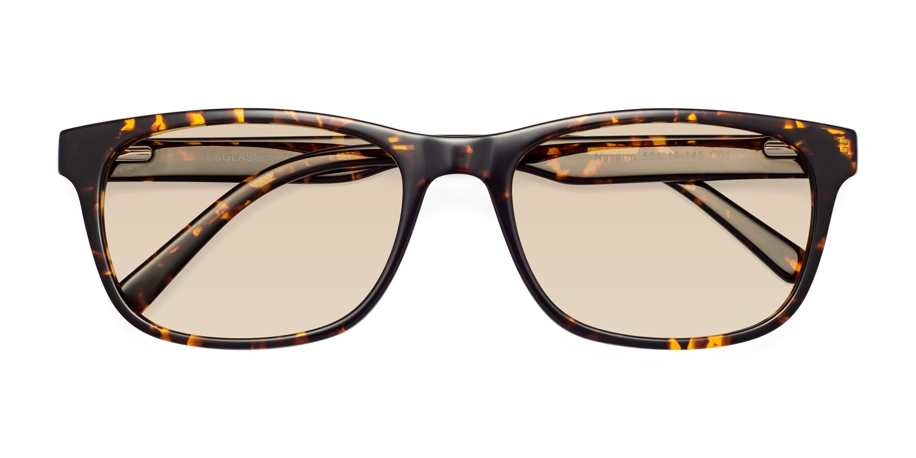 Folded Front of Navarro in Chocolate-Tortoise with Light Brown Tinted Lenses