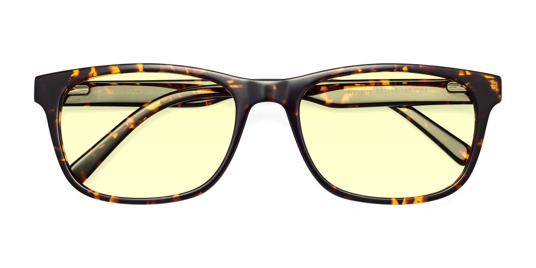 Folded Front of Navarro in Chocolate-Tortoise with Light Yellow Tinted Lenses