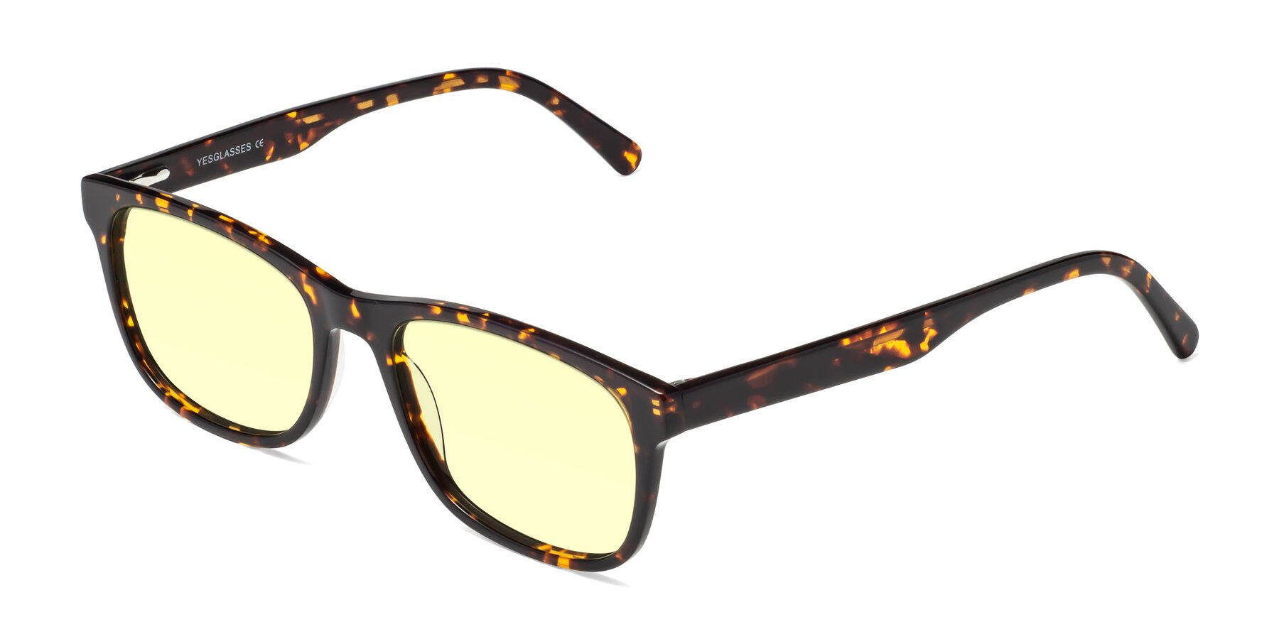 Angle of Navarro in Chocolate-Tortoise with Light Yellow Tinted Lenses