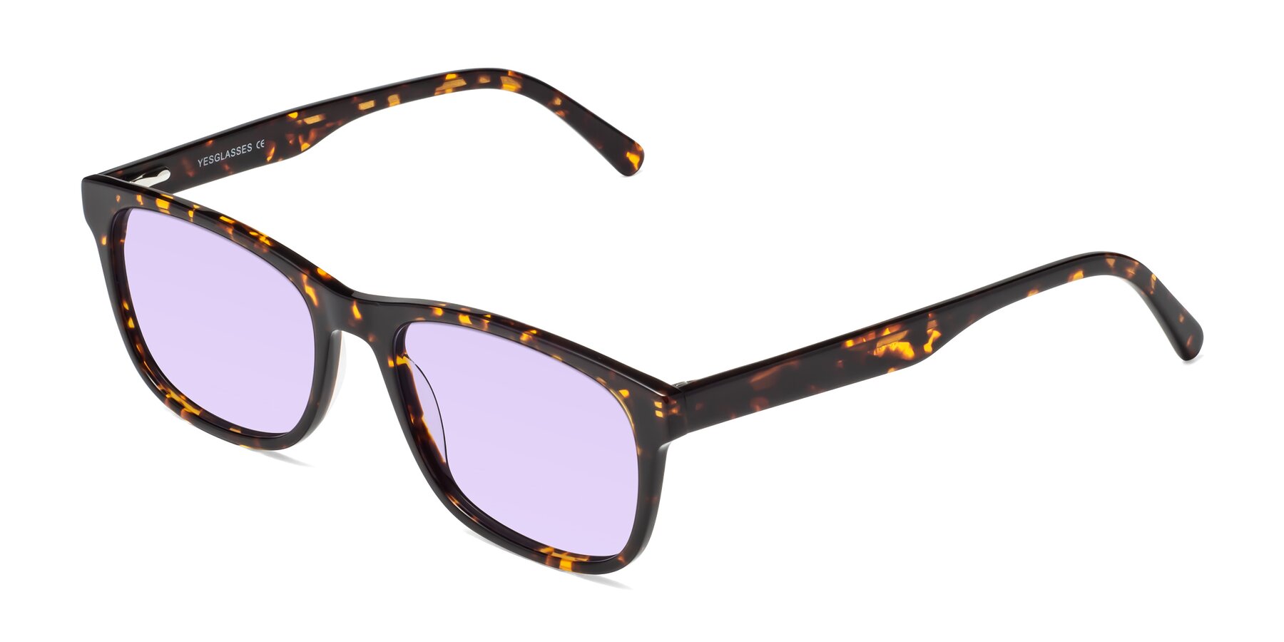 Angle of Navarro in Chocolate-Tortoise with Light Purple Tinted Lenses