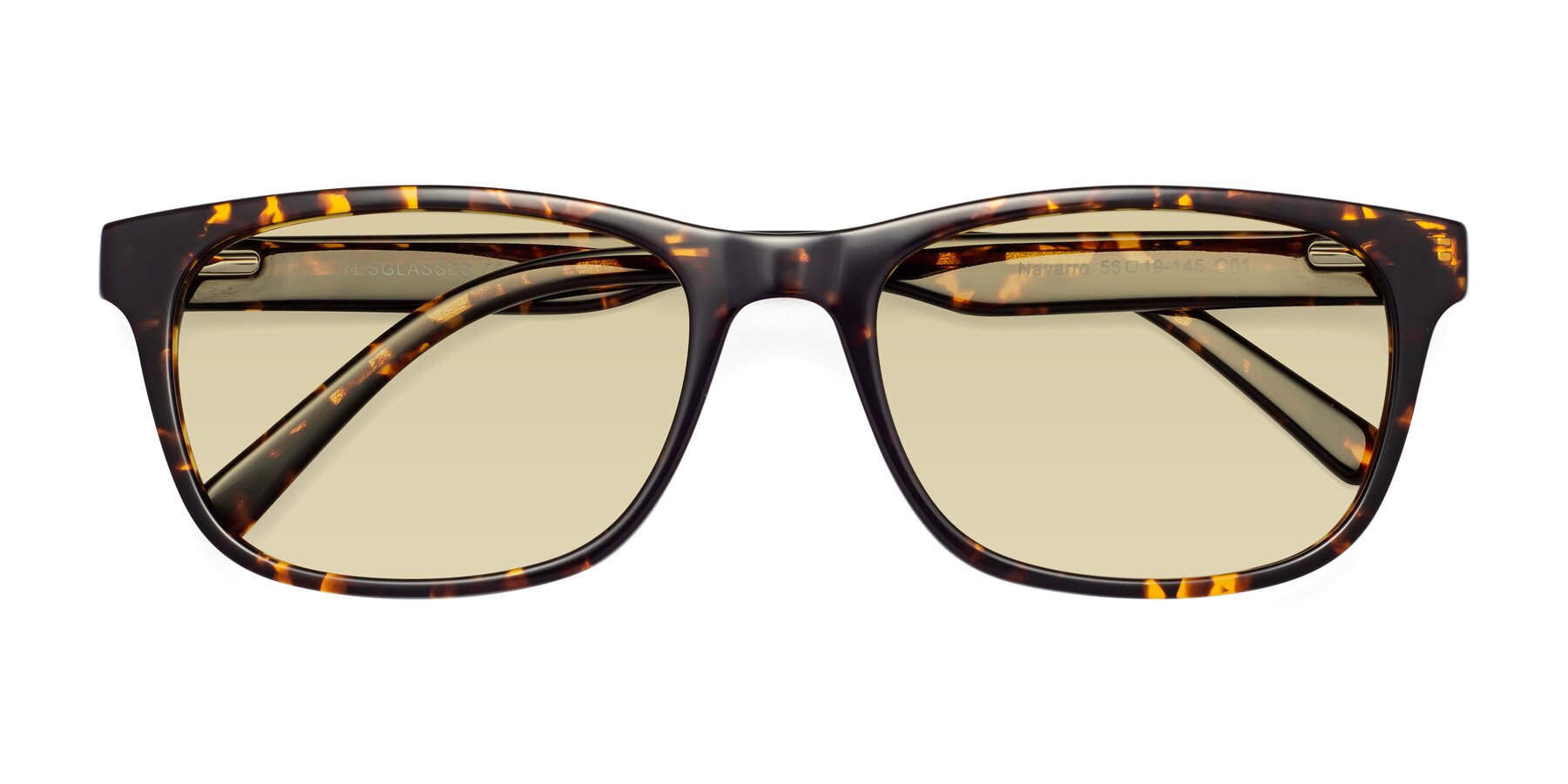 Folded Front of Navarro in Chocolate-Tortoise with Light Champagne Tinted Lenses