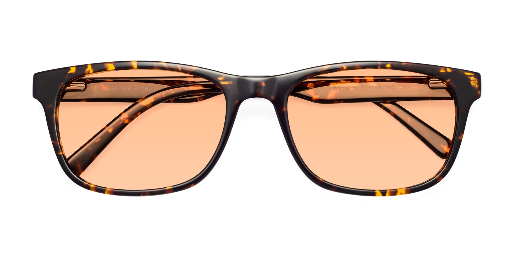 Folded Front of Navarro in Chocolate-Tortoise with Light Orange Tinted Lenses