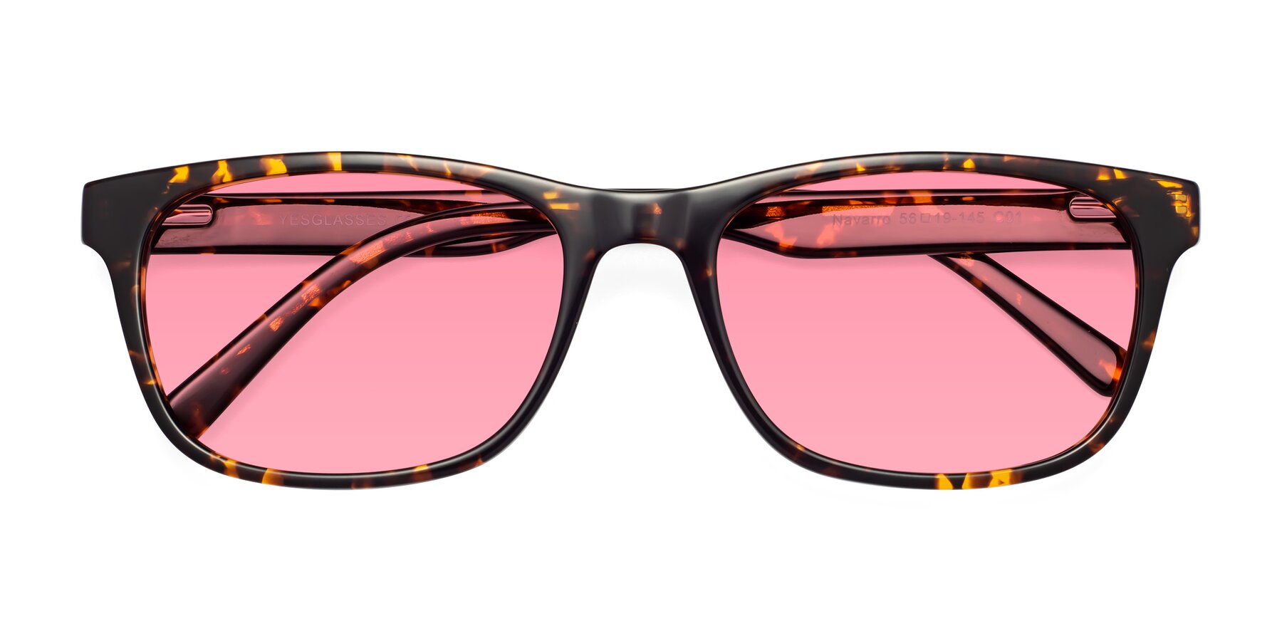 Folded Front of Navarro in Chocolate-Tortoise with Pink Tinted Lenses
