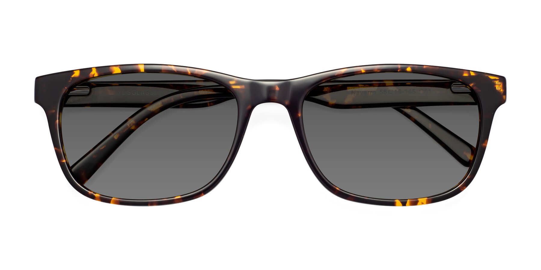 Folded Front of Navarro in Chocolate-Tortoise with Medium Gray Tinted Lenses