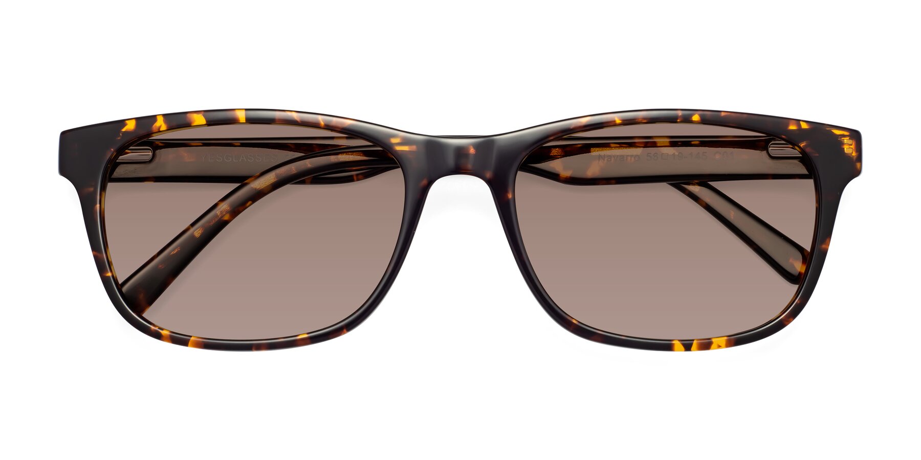 Folded Front of Navarro in Chocolate-Tortoise with Medium Brown Tinted Lenses