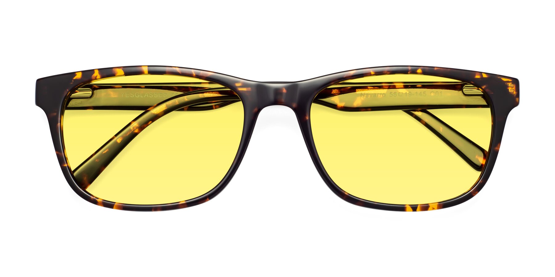 Folded Front of Navarro in Chocolate-Tortoise with Medium Yellow Tinted Lenses
