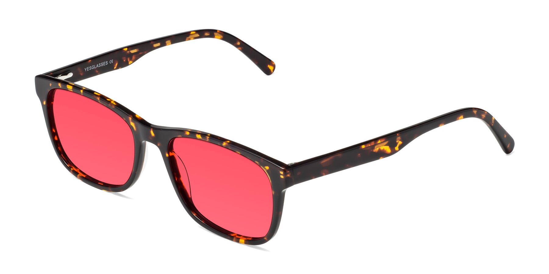 Angle of Navarro in Chocolate-Tortoise with Red Tinted Lenses