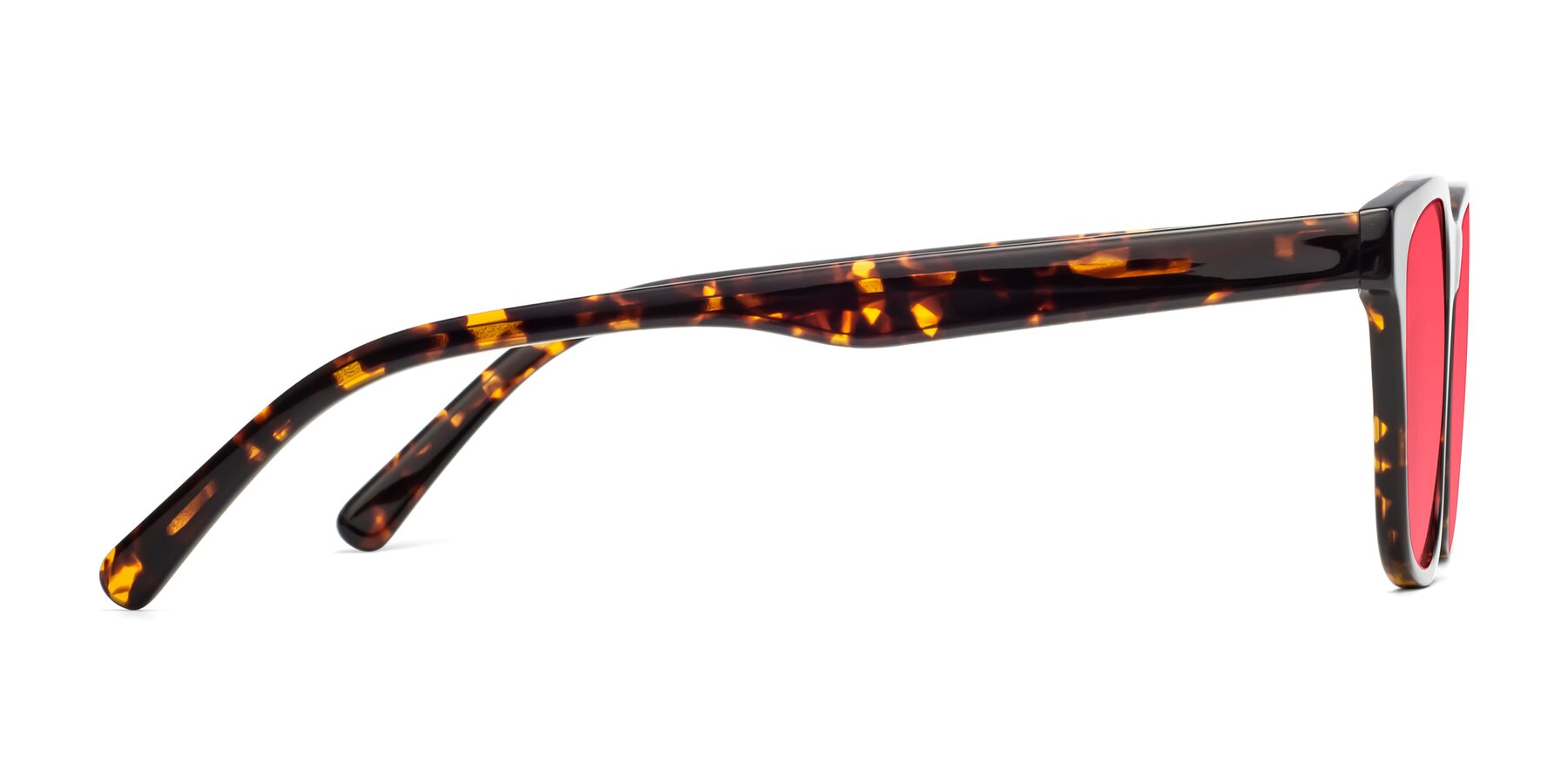 Side of Navarro in Chocolate-Tortoise with Red Tinted Lenses