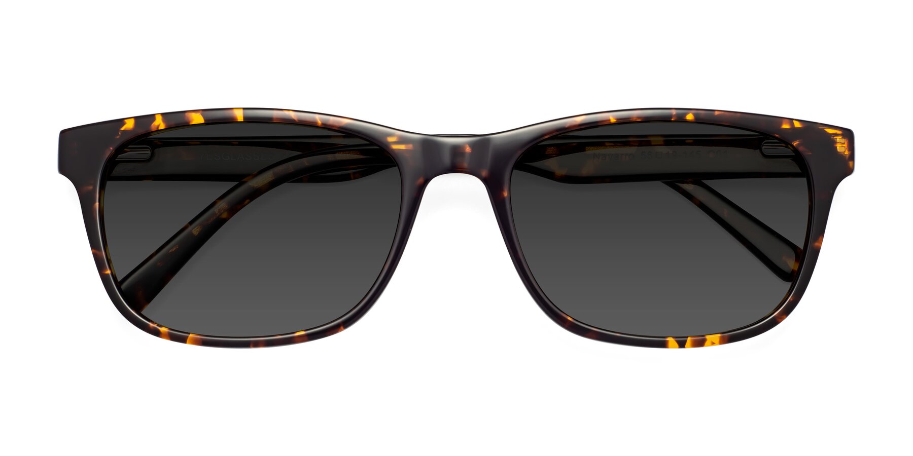 Folded Front of Navarro in Chocolate-Tortoise with Gray Tinted Lenses