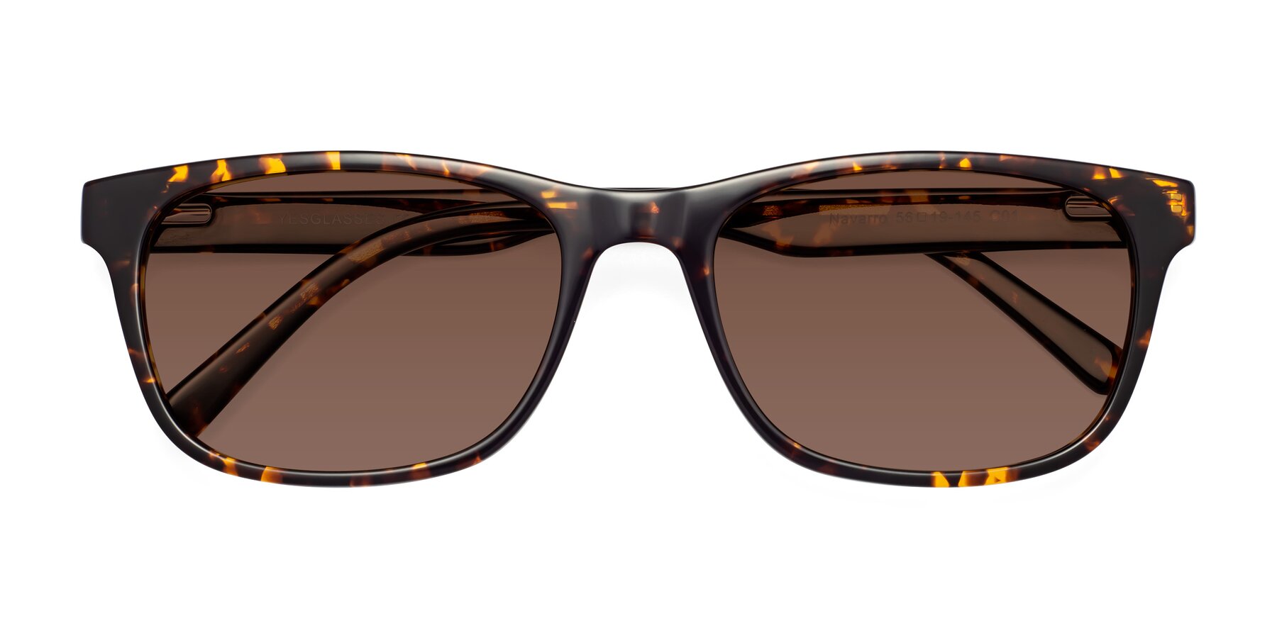 Folded Front of Navarro in Chocolate-Tortoise with Brown Tinted Lenses