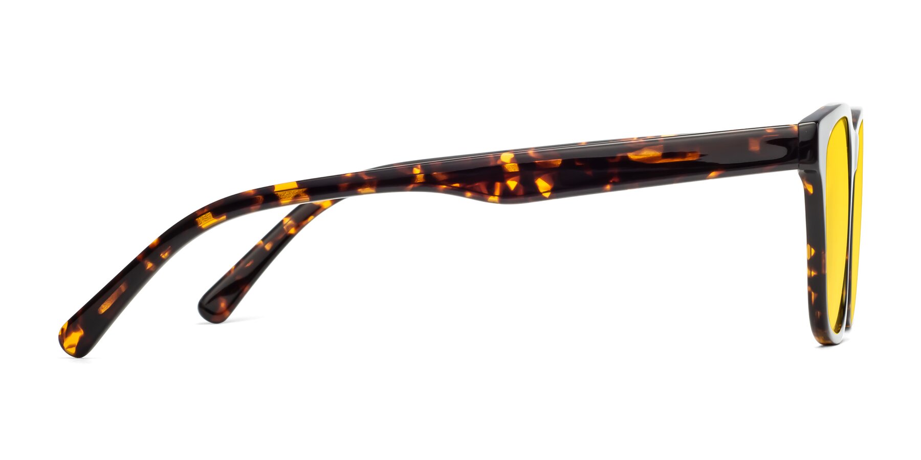Side of Navarro in Chocolate-Tortoise with Yellow Tinted Lenses