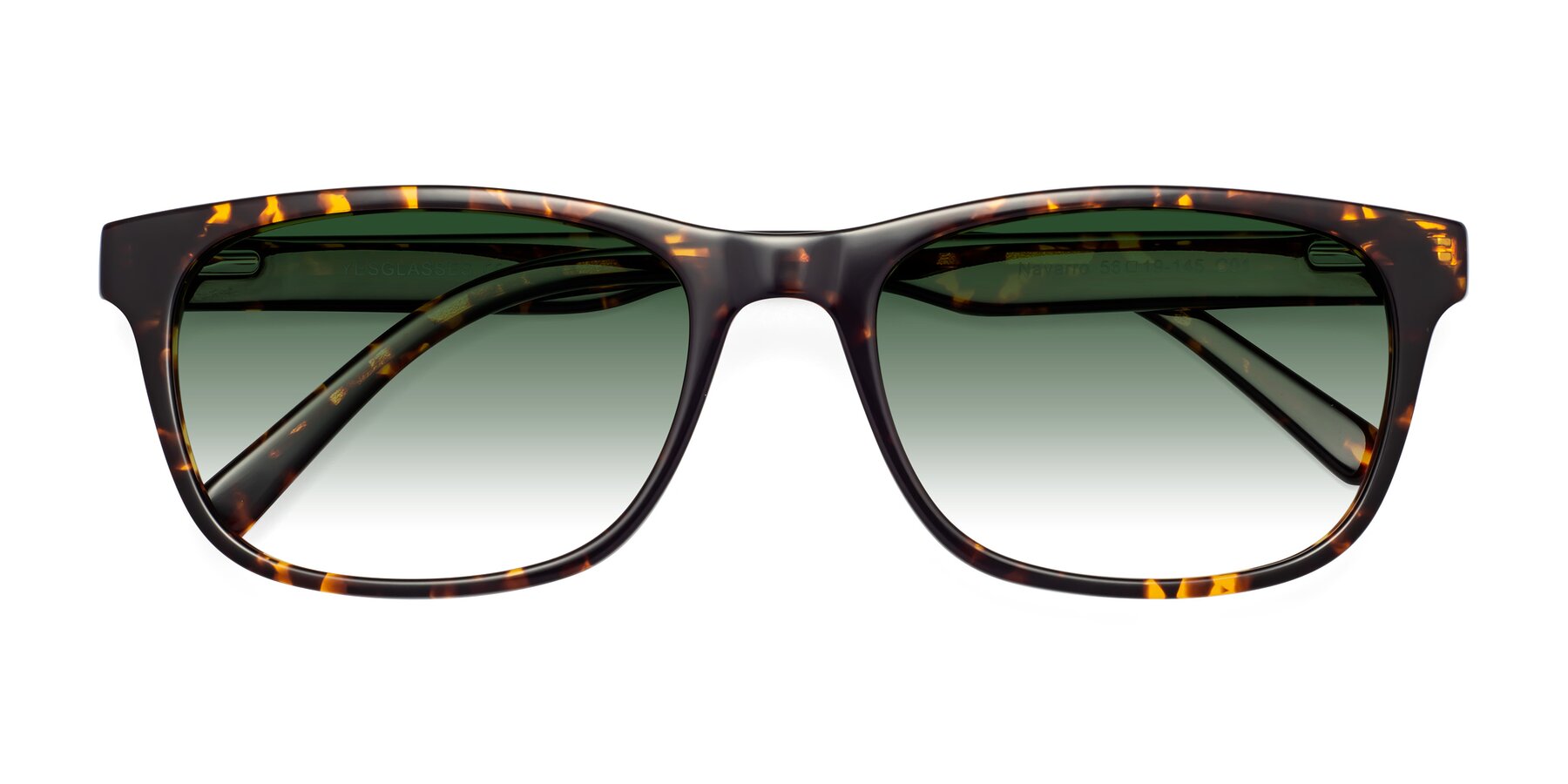 Folded Front of Navarro in Chocolate-Tortoise with Green Gradient Lenses