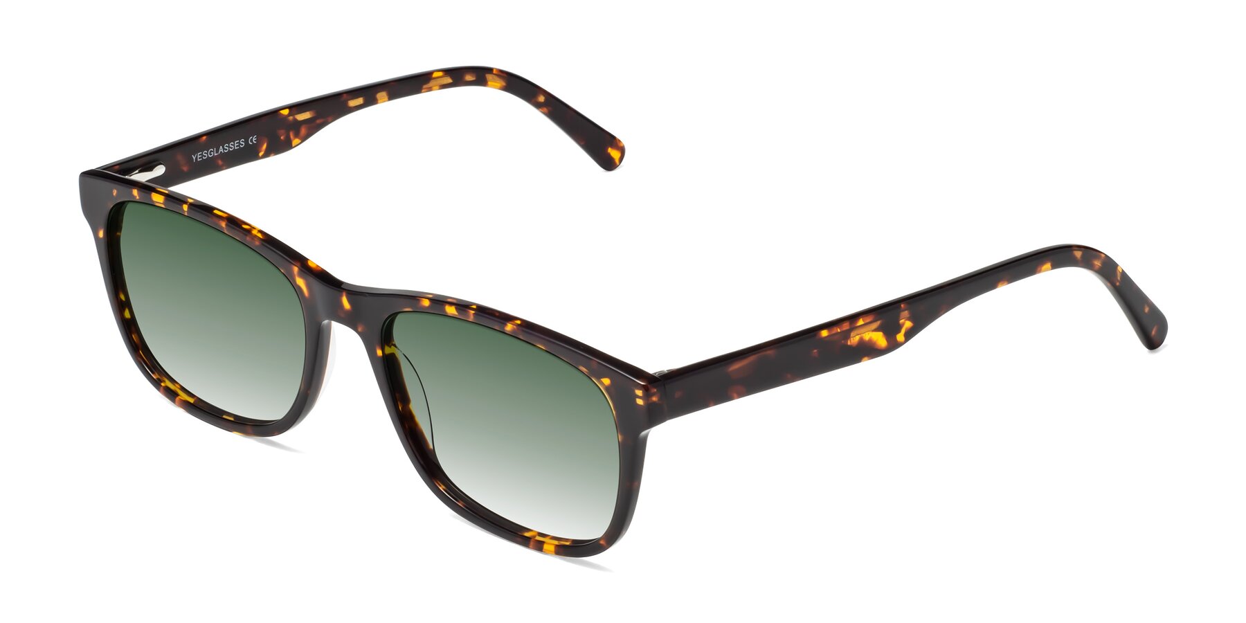 Angle of Navarro in Chocolate-Tortoise with Green Gradient Lenses