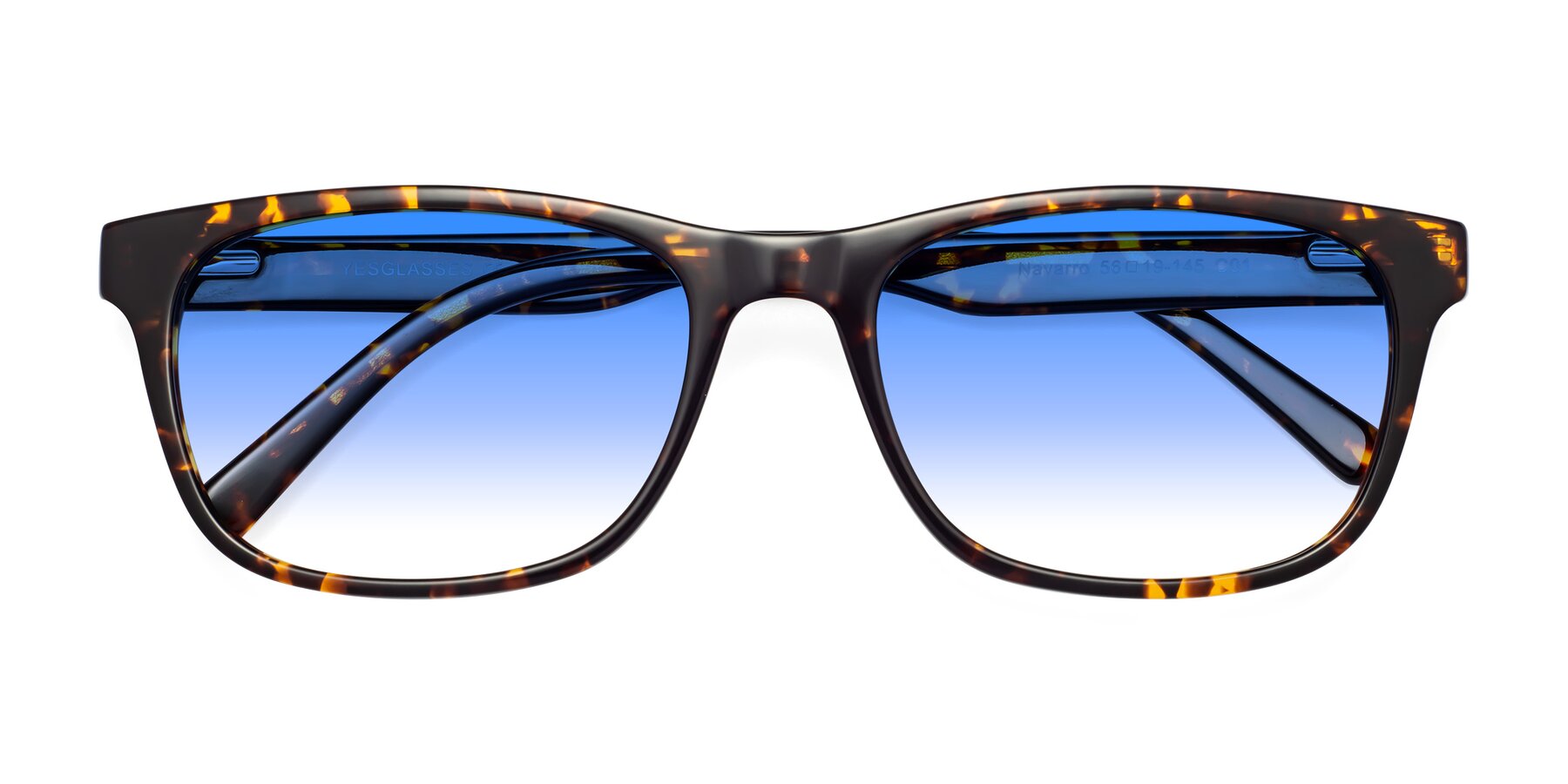 Folded Front of Navarro in Chocolate-Tortoise with Blue Gradient Lenses
