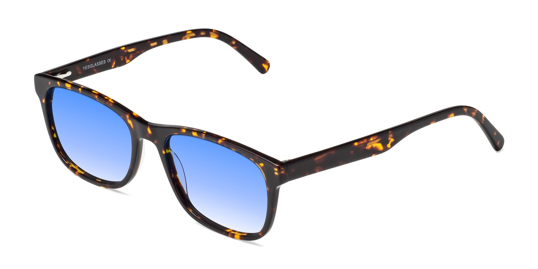 Angle of Navarro in Chocolate-Tortoise with Blue Gradient Lenses