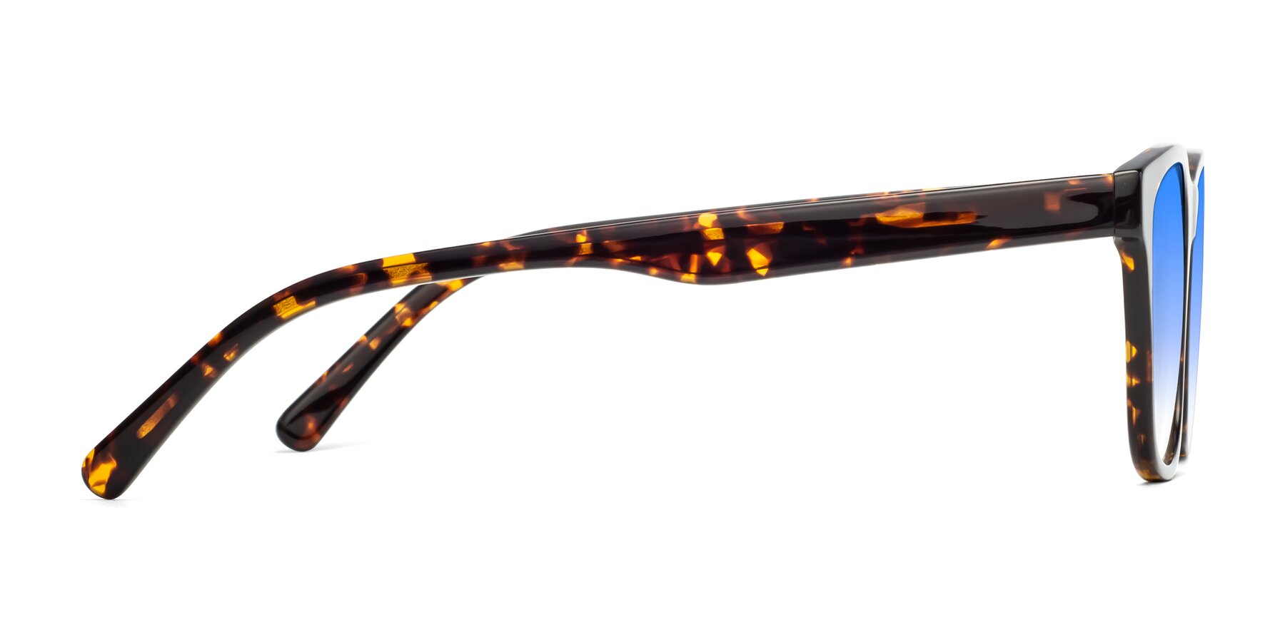 Side of Navarro in Chocolate-Tortoise with Blue Gradient Lenses