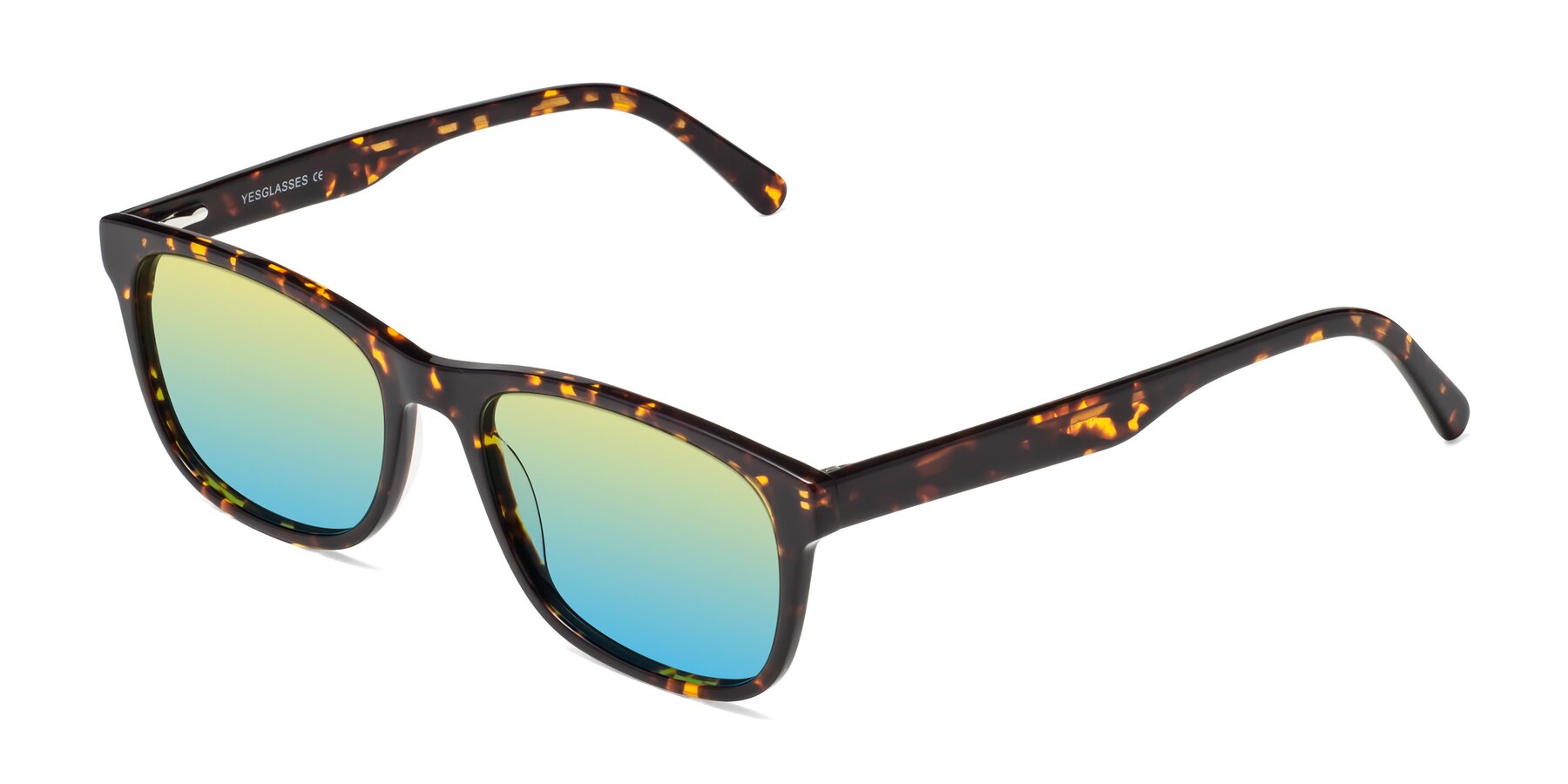 Angle of Navarro in Chocolate-Tortoise with Yellow / Blue Gradient Lenses