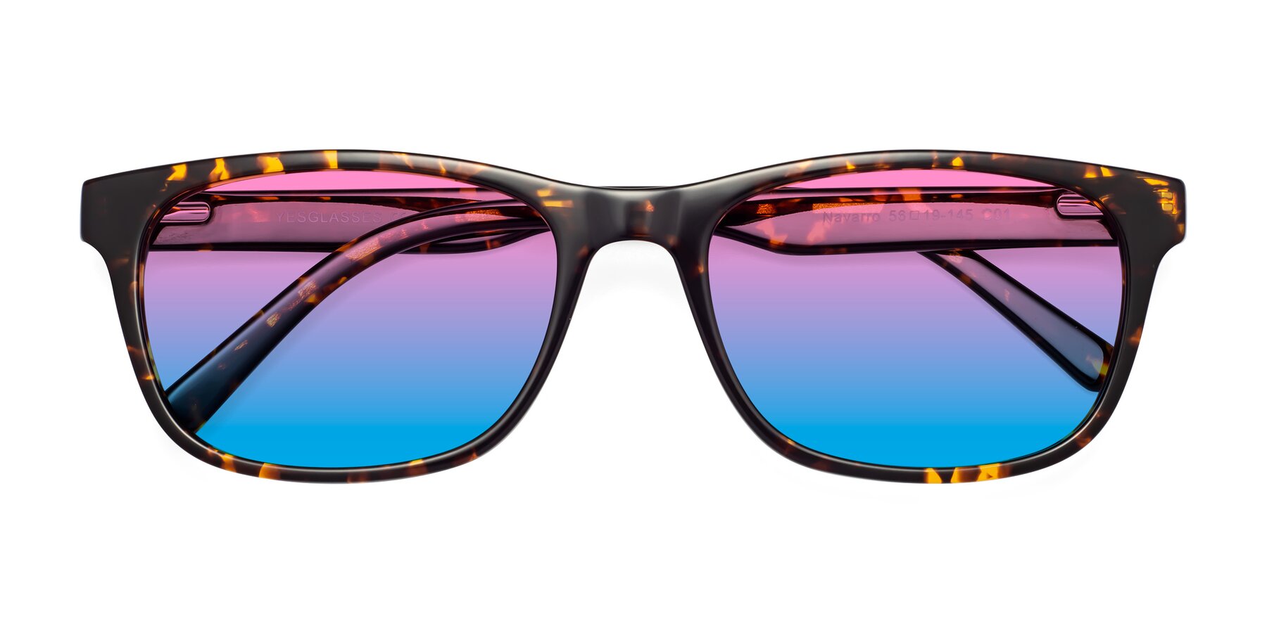 Folded Front of Navarro in Chocolate-Tortoise with Pink / Blue Gradient Lenses