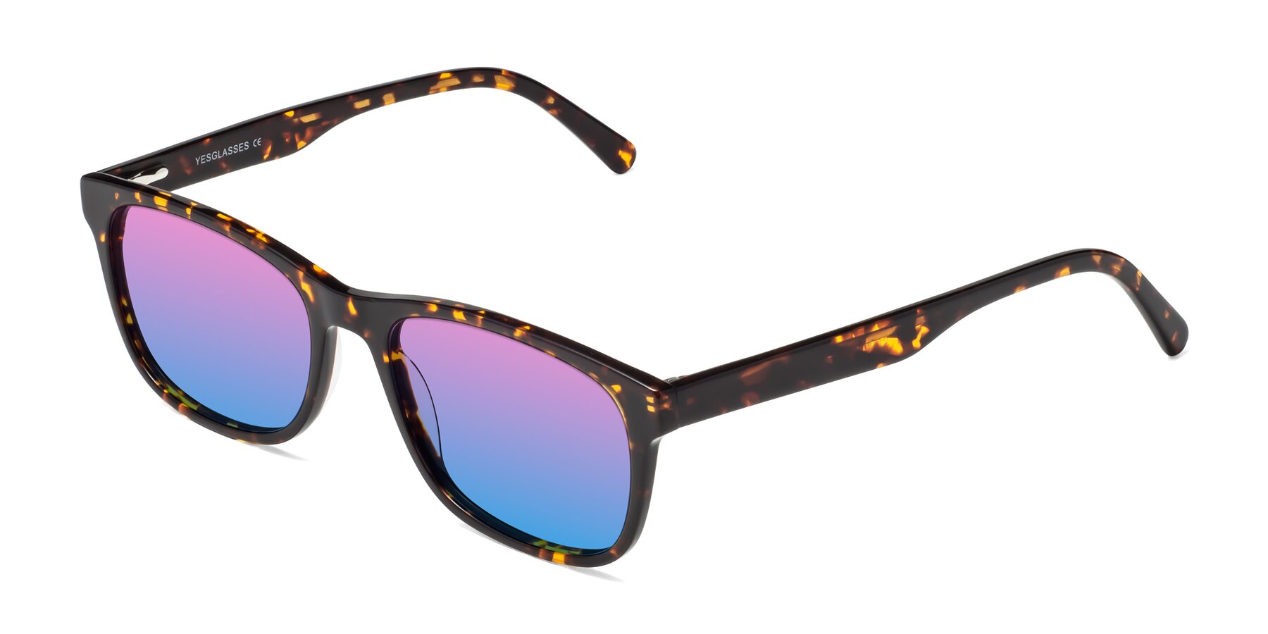 Angle of Navarro in Chocolate-Tortoise with Pink / Blue Gradient Lenses