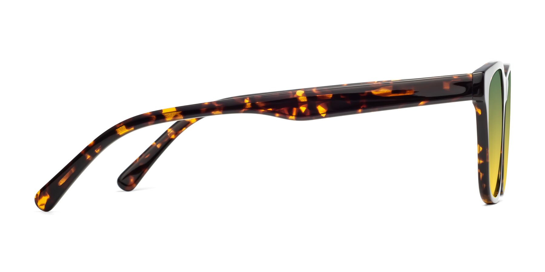 Side of Navarro in Chocolate-Tortoise with Green / Yellow Gradient Lenses