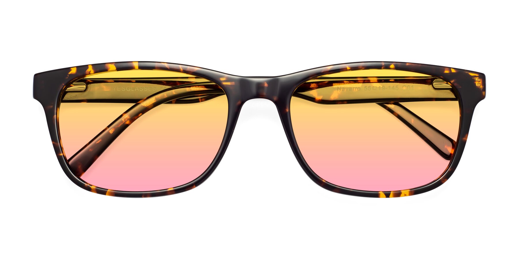 Folded Front of Navarro in Chocolate-Tortoise with Yellow / Pink Gradient Lenses