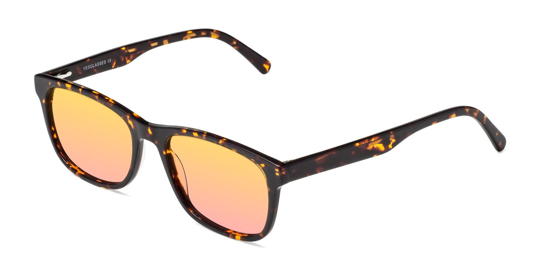 Angle of Navarro in Chocolate-Tortoise with Yellow / Pink Gradient Lenses