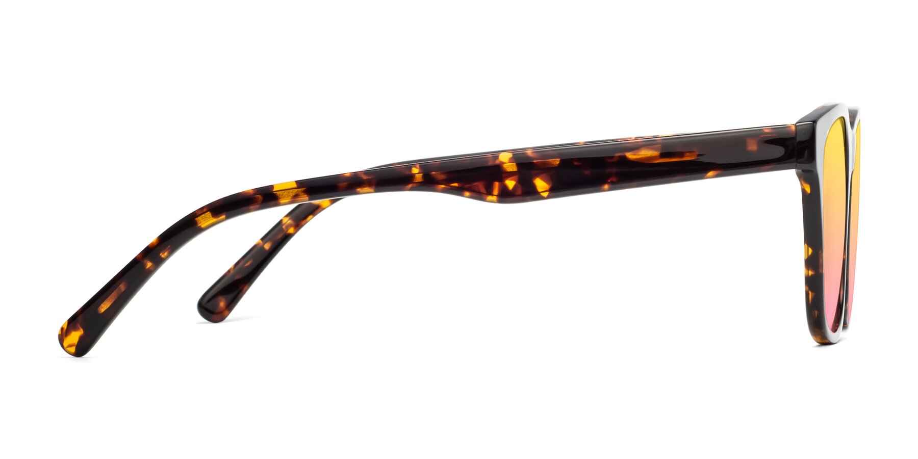 Side of Navarro in Chocolate-Tortoise with Yellow / Pink Gradient Lenses