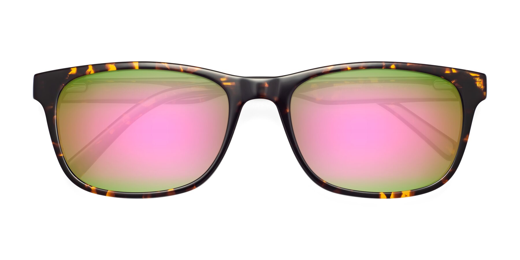 Folded Front of Navarro in Chocolate-Tortoise with Pink Mirrored Lenses