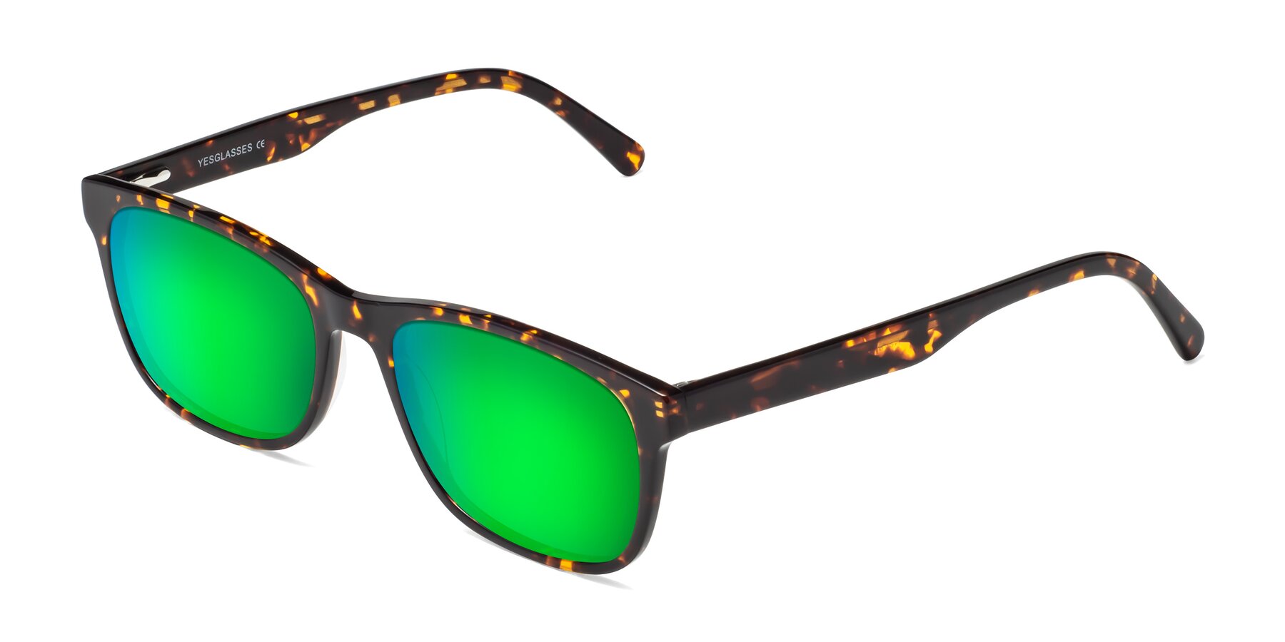 Angle of Navarro in Chocolate-Tortoise with Green Mirrored Lenses