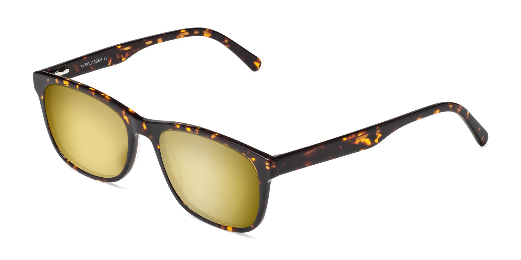 Angle of Navarro in Chocolate-Tortoise with Gold Mirrored Lenses