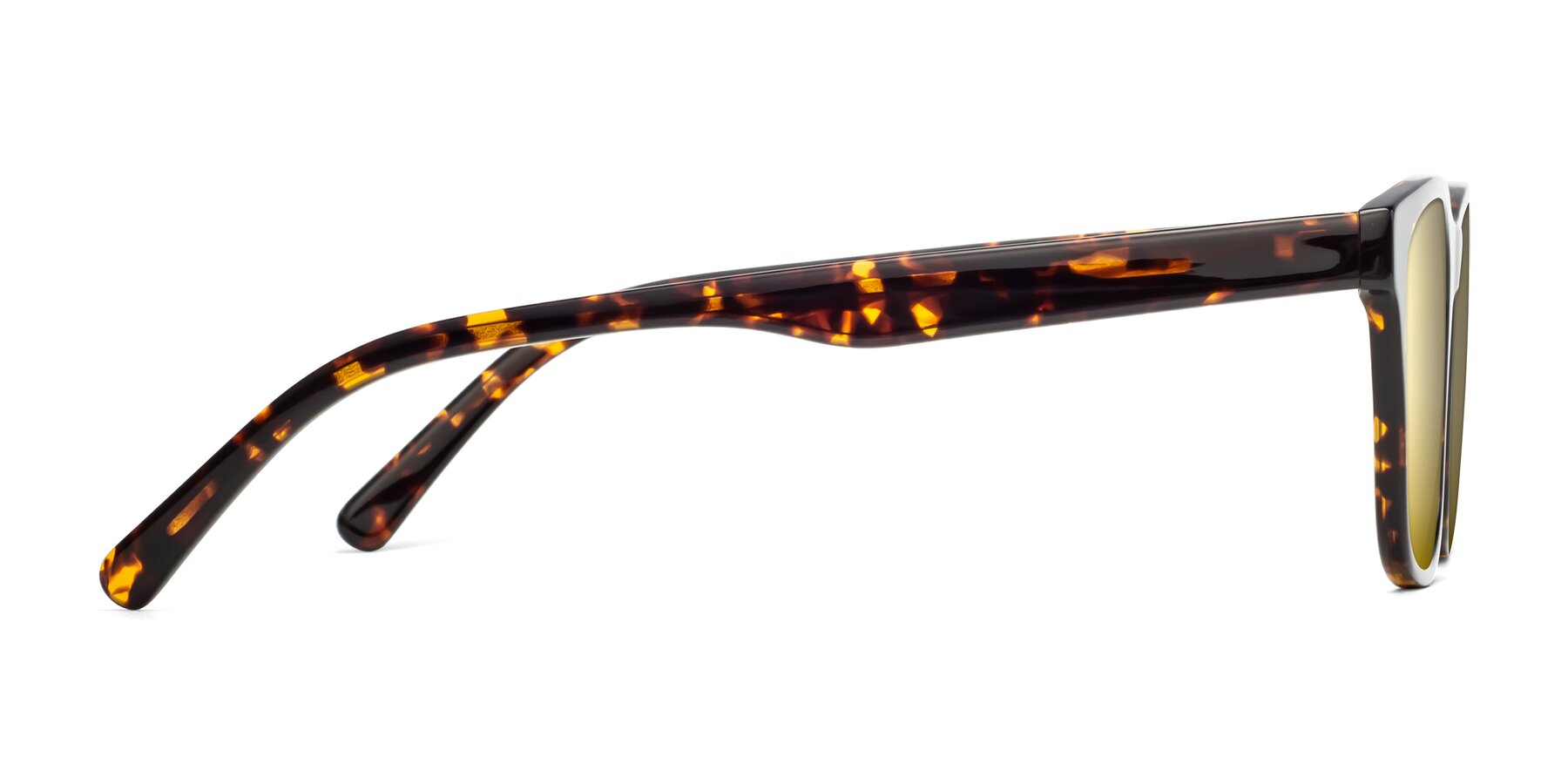 Side of Navarro in Chocolate-Tortoise with Gold Mirrored Lenses