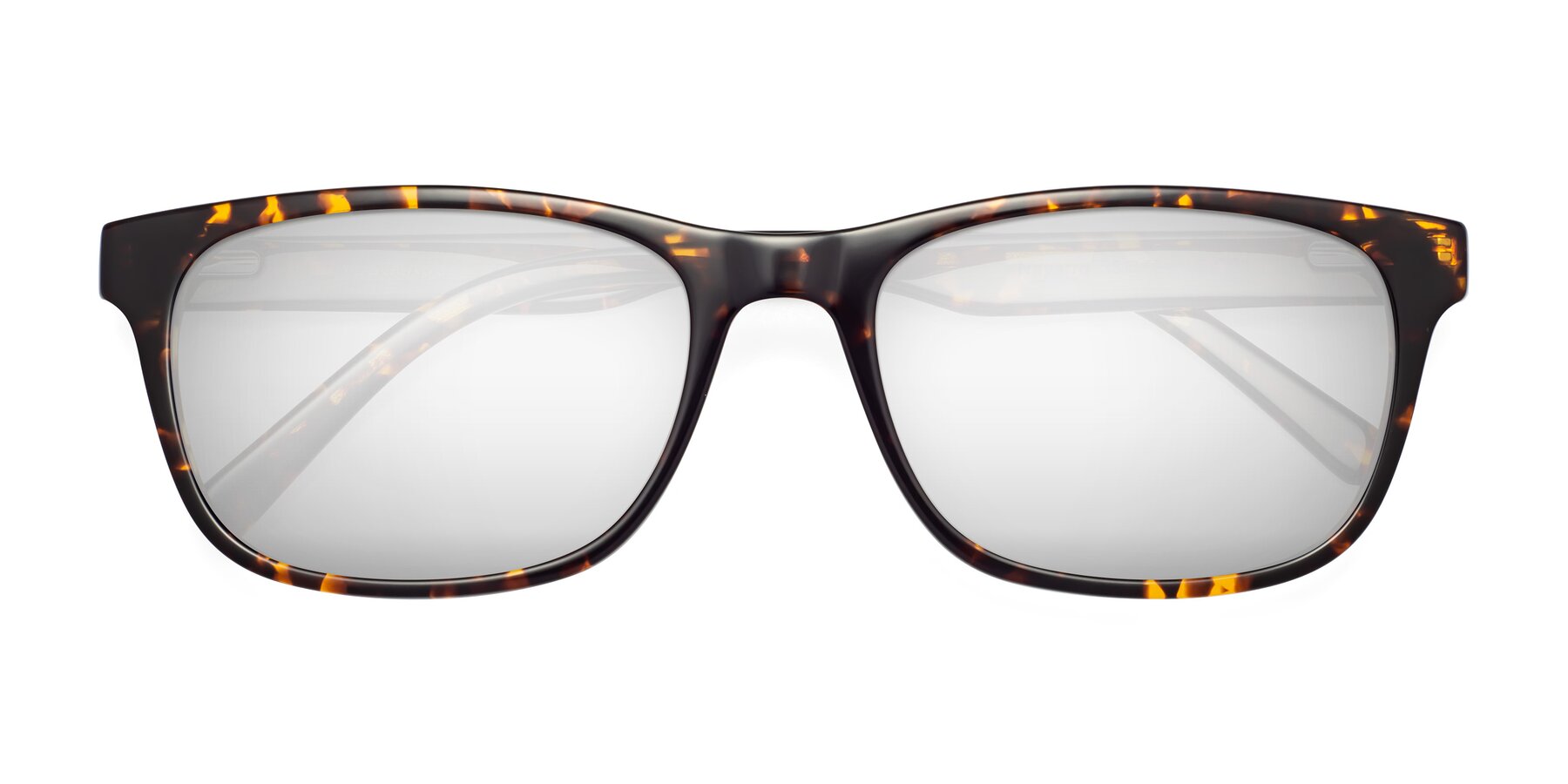 Folded Front of Navarro in Chocolate-Tortoise with Silver Mirrored Lenses