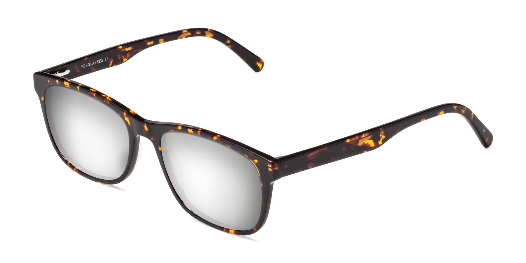Angle of Navarro in Chocolate-Tortoise with Silver Mirrored Lenses