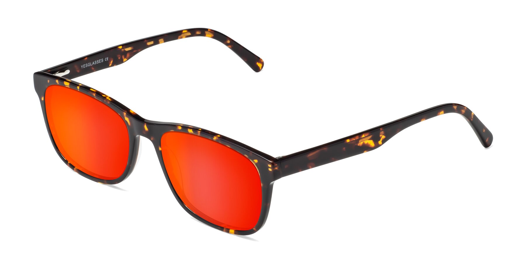Angle of Navarro in Chocolate-Tortoise with Red Gold Mirrored Lenses