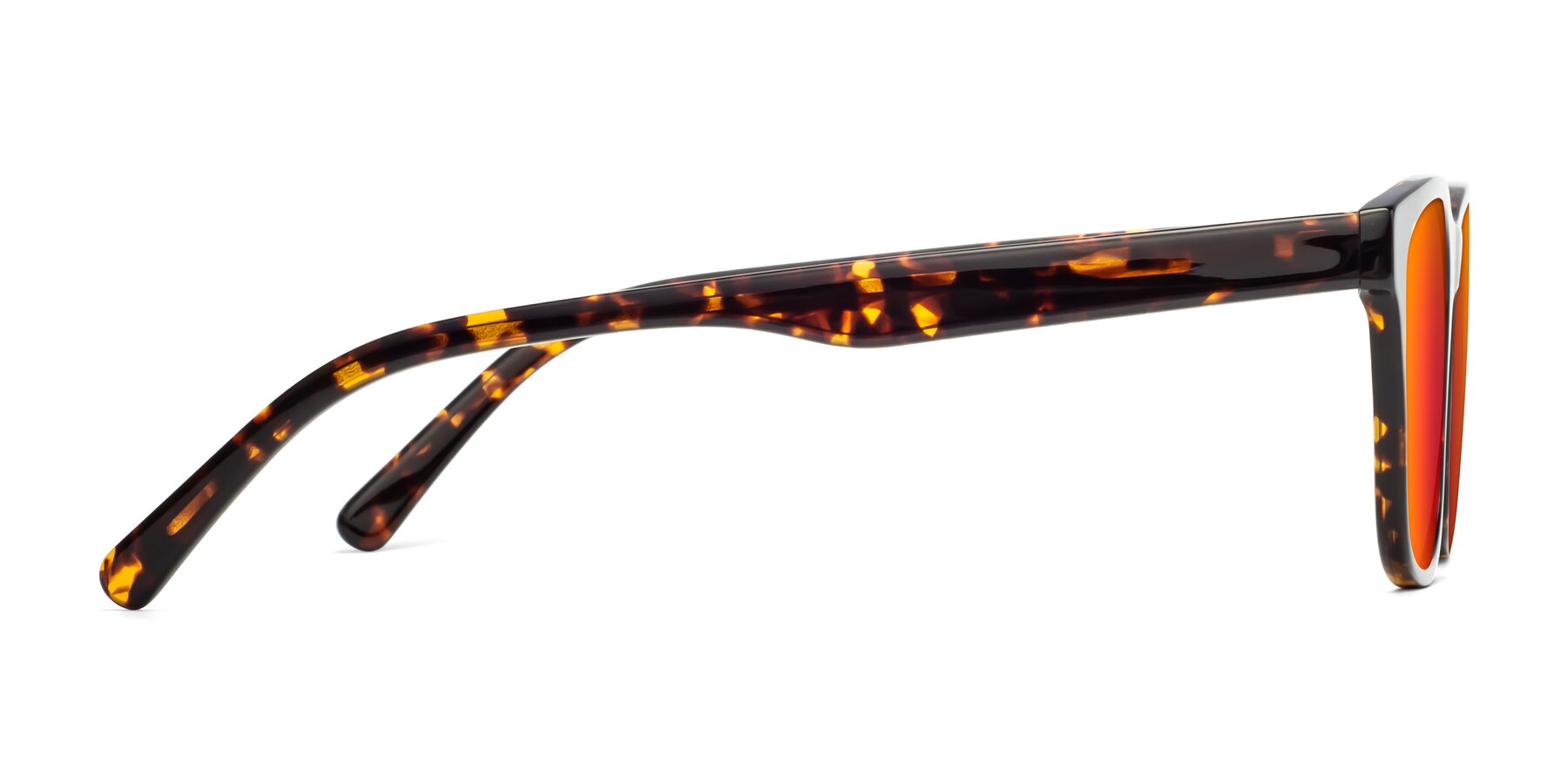 Side of Navarro in Chocolate-Tortoise with Red Gold Mirrored Lenses
