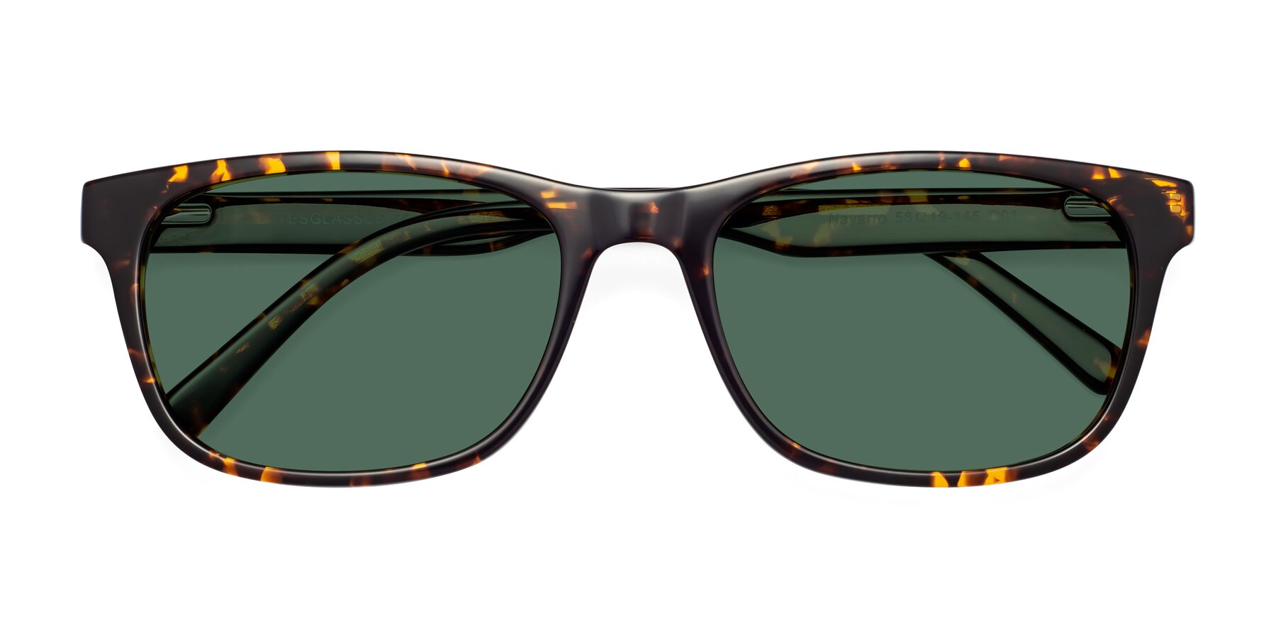 Folded Front of Navarro in Chocolate-Tortoise with Green Polarized Lenses