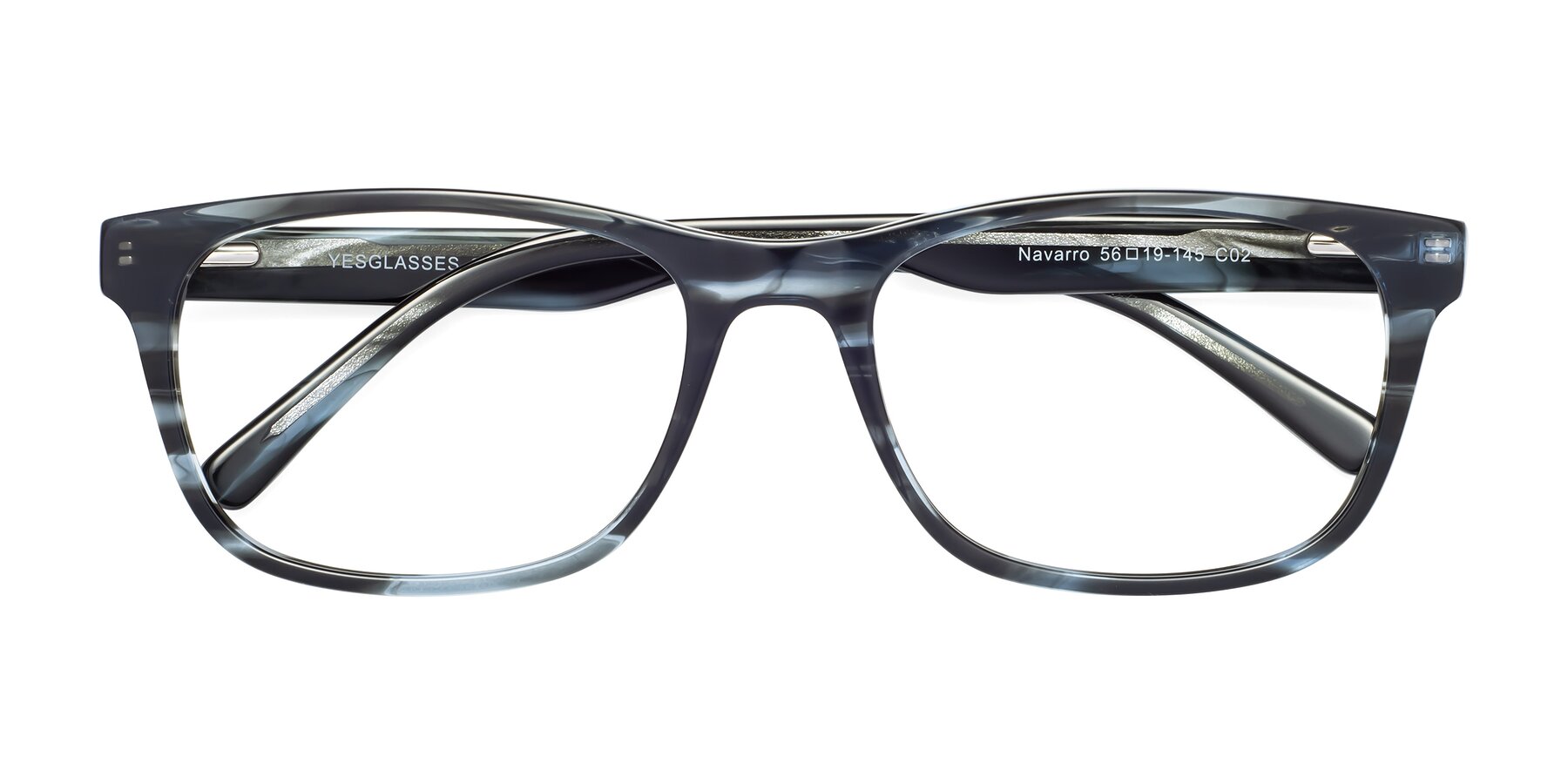Folded Front of Navarro in Blue-Tortoise with Clear Eyeglass Lenses