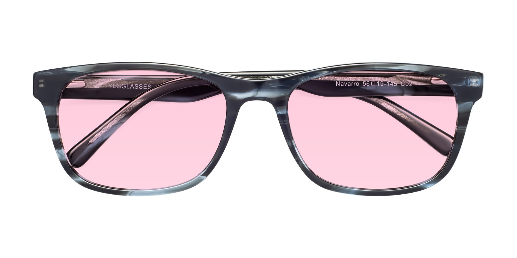 Folded Front of Navarro in Blue-Tortoise with Light Pink Tinted Lenses