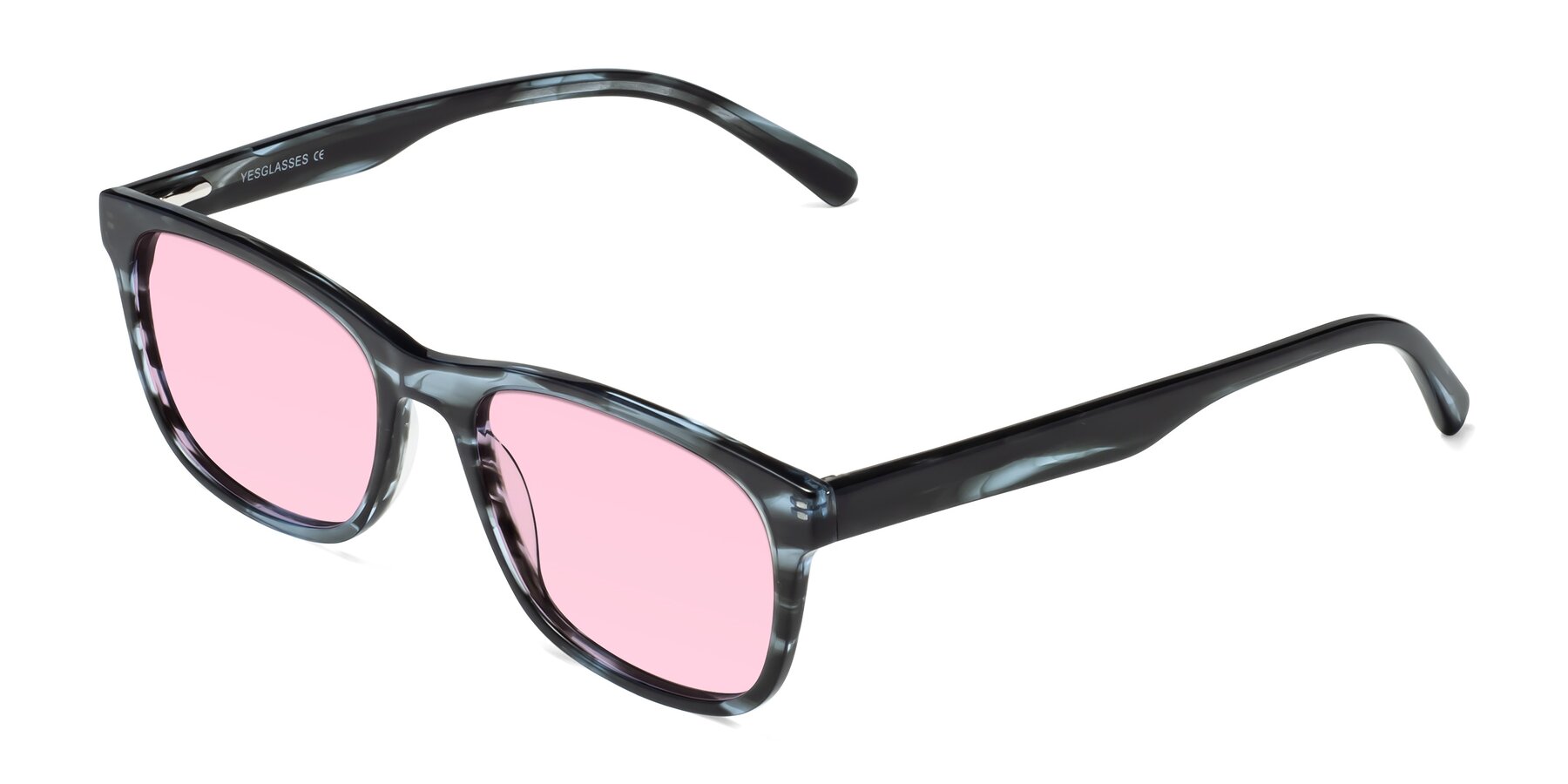 Angle of Navarro in Blue-Tortoise with Light Pink Tinted Lenses