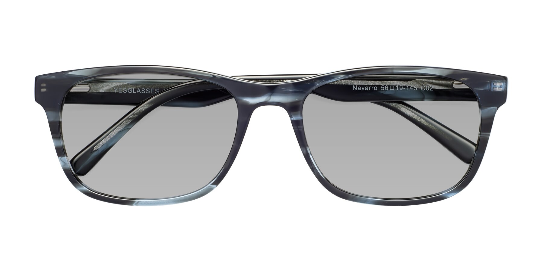 Folded Front of Navarro in Blue-Tortoise with Light Gray Tinted Lenses