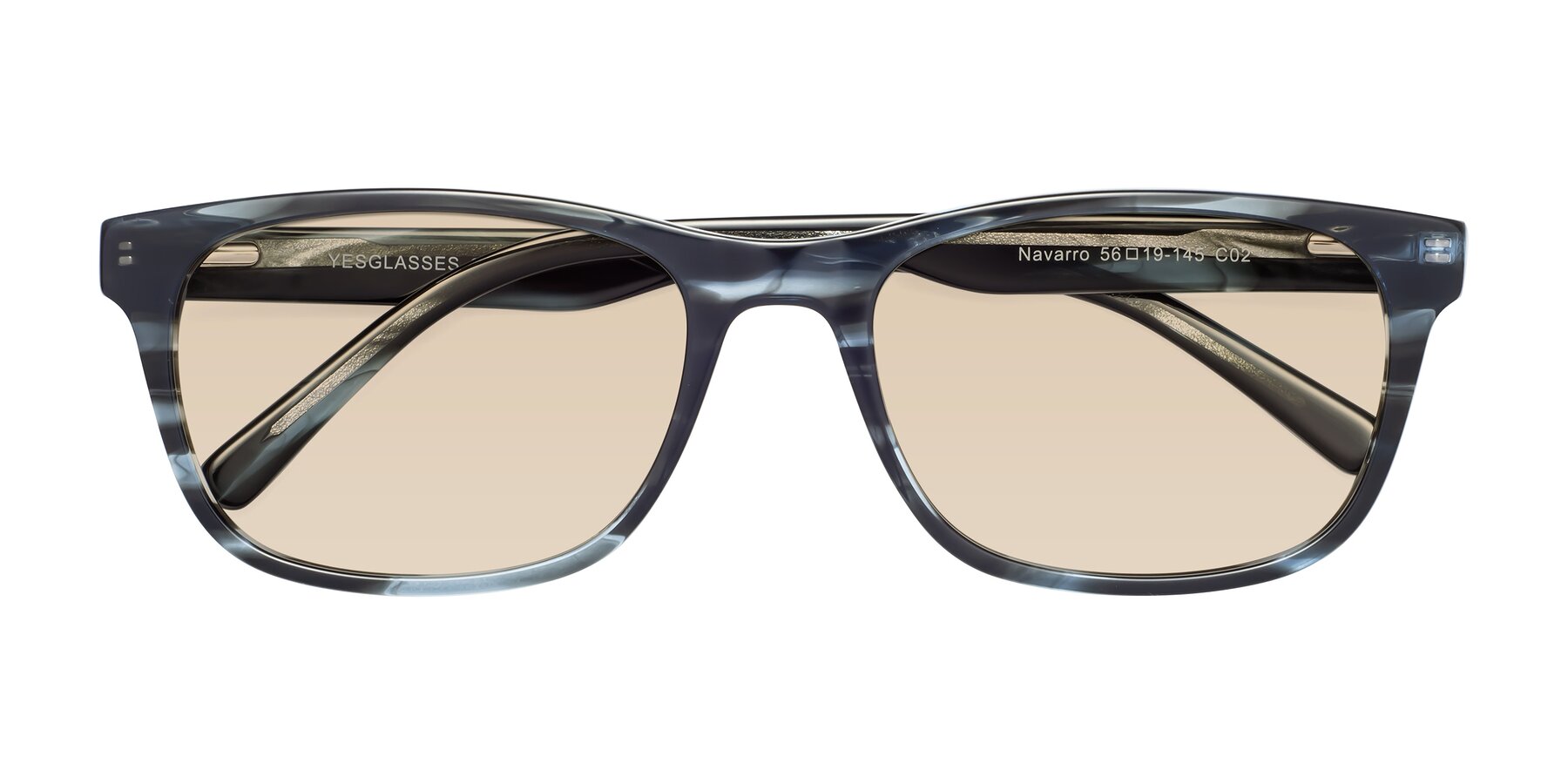 Folded Front of Navarro in Blue-Tortoise with Light Brown Tinted Lenses