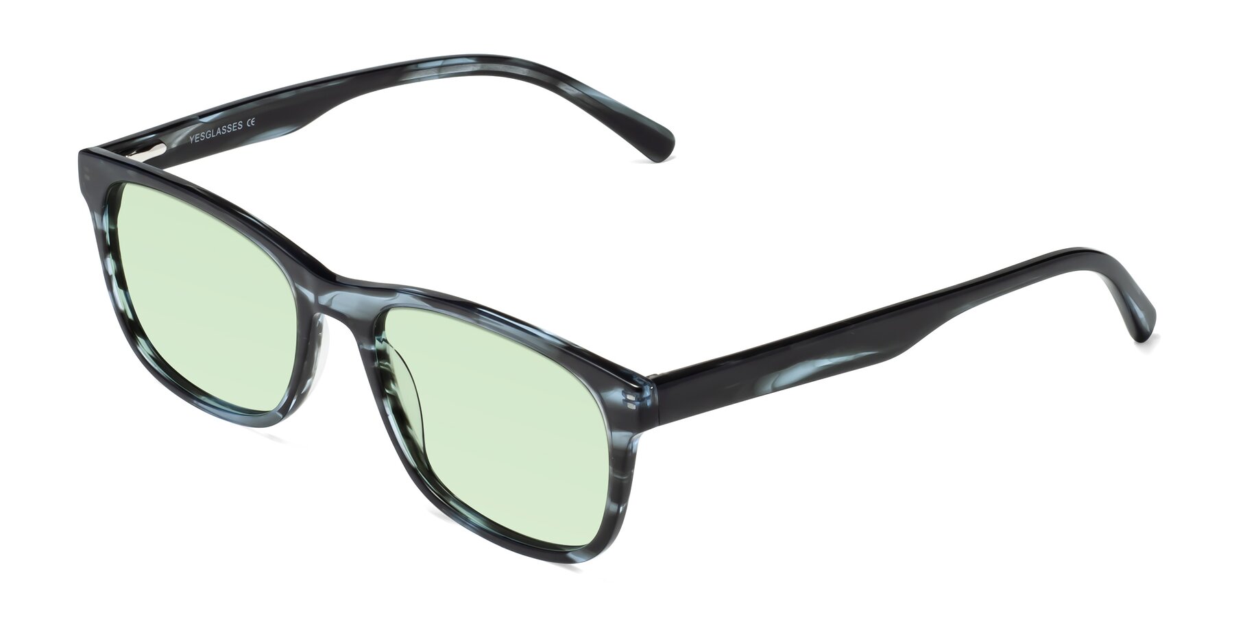 Angle of Navarro in Blue-Tortoise with Light Green Tinted Lenses