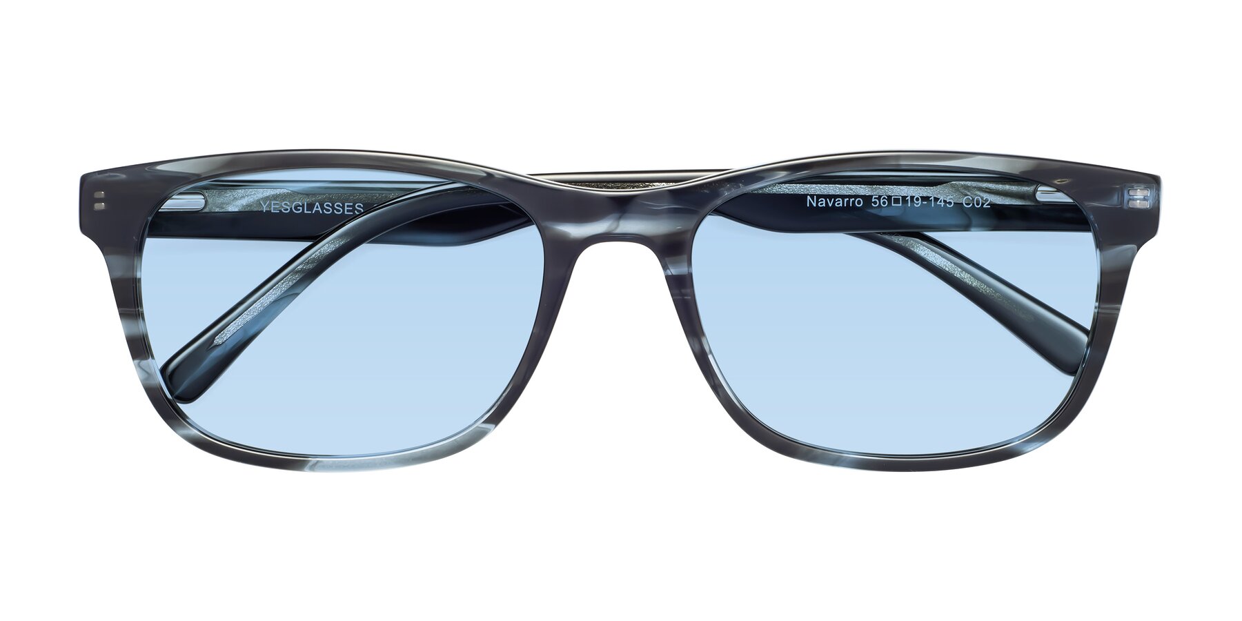 Folded Front of Navarro in Blue-Tortoise with Light Blue Tinted Lenses