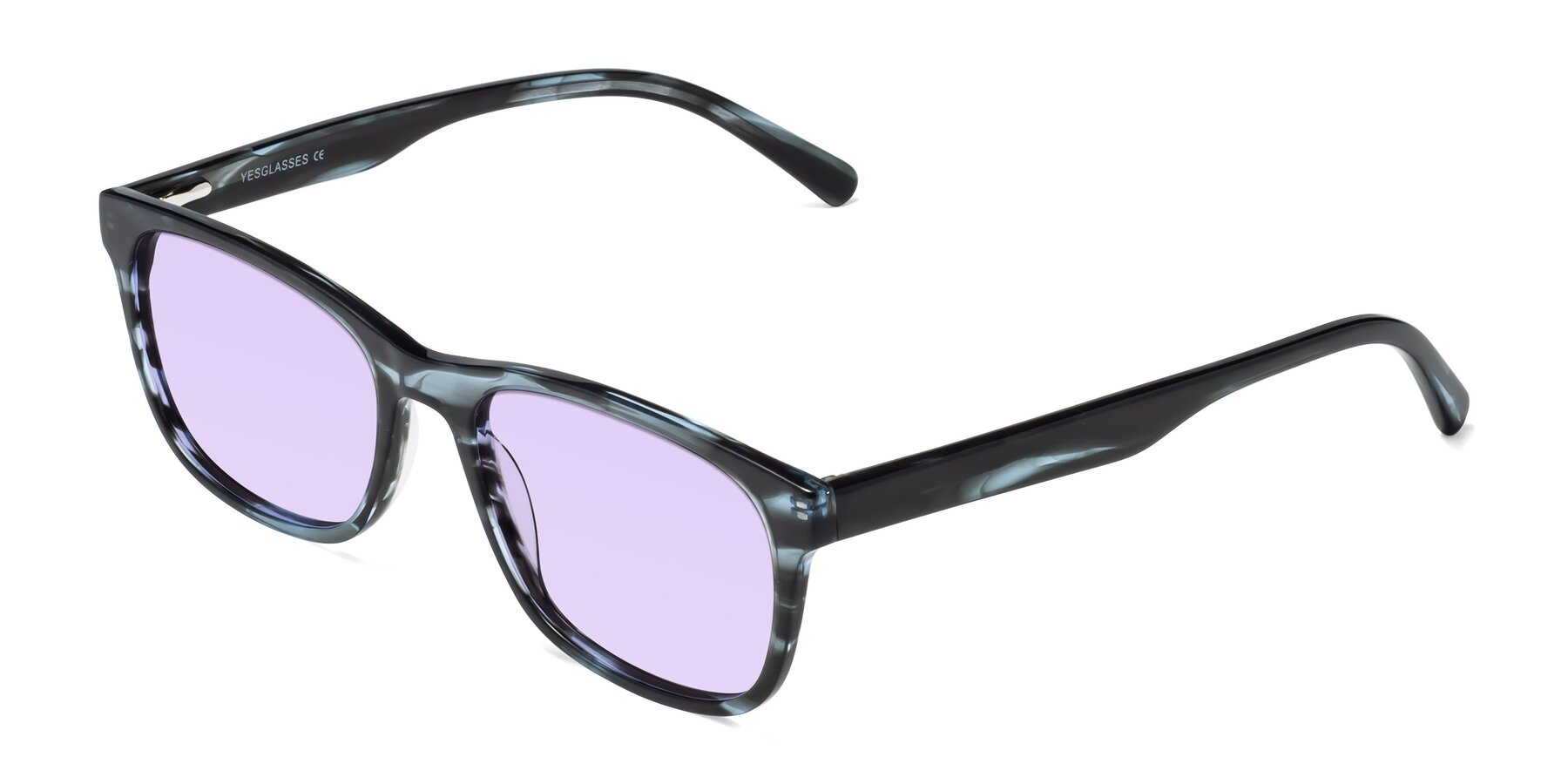 Angle of Navarro in Blue-Tortoise with Light Purple Tinted Lenses